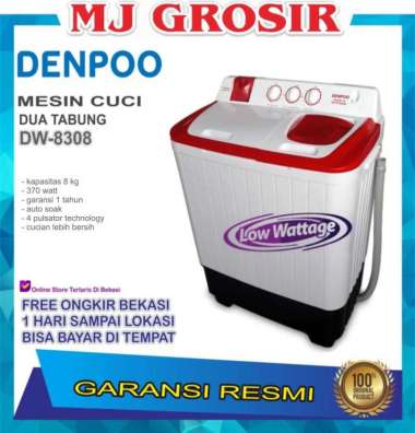 MESIN CUCI DENPOO DW 8308 8KG 2 TABUNG DW8308 8 KG TWIN TUBE