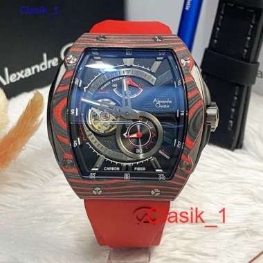 Original 100%!! Jam Alexandre Christie Pria AC 6608 AC6608 Red Black Garansi Resmi 1 Tahun