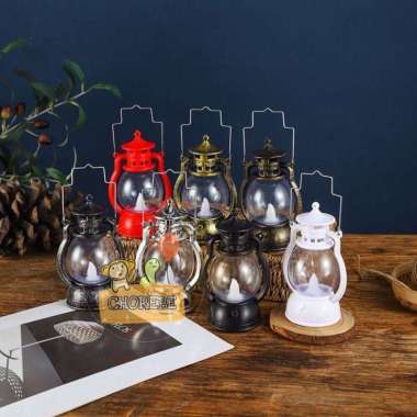 Lentera Lilin LED Petromax Polos LC 1205 Dekorasi PREMIUM Murah Merah