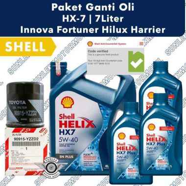 [GRATIS Filter Oli YZZD2] Paket 7L Shell HX7 5W40 Innova Fortuner Hilux Harrier Bensin Diesel