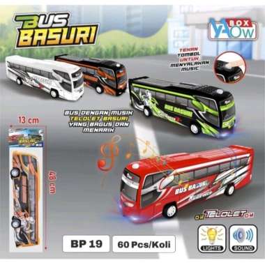 Mainan Bis Basuri Bisa Menyala Lampu dan Telolet / Bis Telolet Om / Bus Basuri Viral