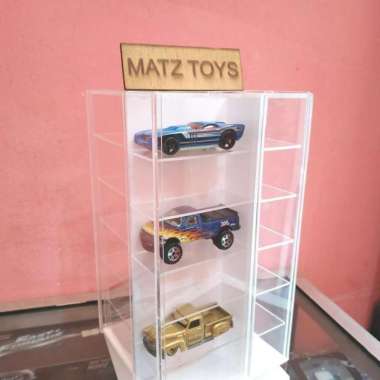 Rak hotwheels Putar 24 kotak bahan full akrilik..