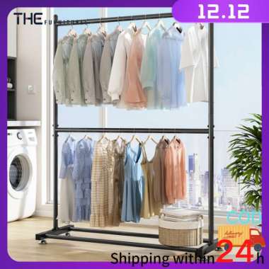 Gawang Baju 2 Tingkat-Rak Gantungan Putih100*40*182cm