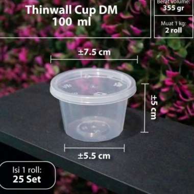 DM THINWALL CUP PUDING 100ML ISI 25PCS BAHAN PLASTIK TUTUP FLIP