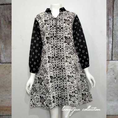 NHARU TUNIK BATIK CAP GARUTAN JUMBO | BAJU BATIK BUSUI FRIENDLY LD 120 Hitam 2