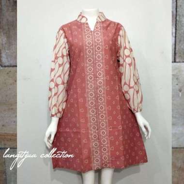 NHARU TUNIK BATIK CAP GARUTAN JUMBO | BAJU BATIK BUSUI FRIENDLY LD 130 Dusty Pink 4