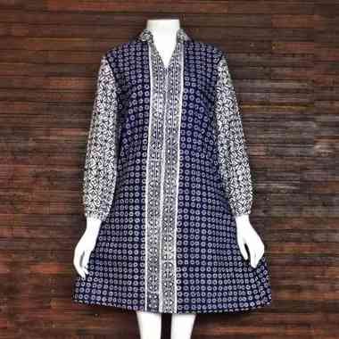 NHARU TUNIK BATIK CAP GARUTAN JUMBO | BAJU BATIK BUSUI FRIENDLY LD 120 Dongker 2