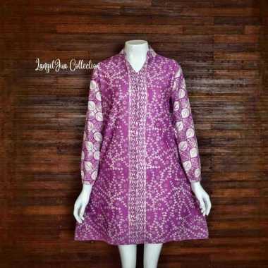 NHARU TUNIK BATIK CAP GARUTAN JUMBO | BAJU BATIK BUSUI FRIENDLY LD 130 Lilac 1