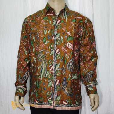 KEMEJA BATIK PRIA MOTIF TIGA NEGERI | BAJU BATIK PRIA OUTFIT KONDANGAN XXL TN krem pdk