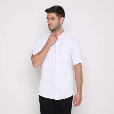 POLICE Kemeja Koko Polos Cotton Soft Putih Regular Fit Pria Putih L