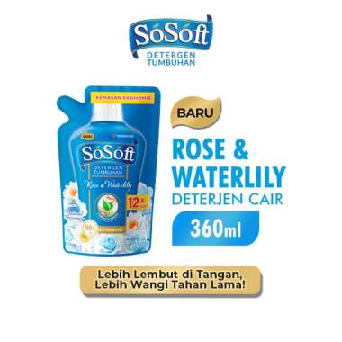 So Soft Deterjen Cair Rose & Waterlily Pouch 360 mL