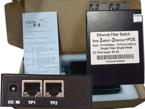 Media Converter 2 FO 2 LAN POE Switch Fiber Optic HTB 2 SC 10/100 Mbps