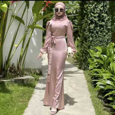 Amalia Dress Satin SIlk Luxury | Dress Kondangan Gamis Bridesmaid | Gamis Satin Remaja Kekinian Amal