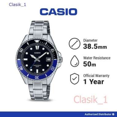 Original 100%!! Casio Jam Tangan Pria MDV-10D-1A2VDF Analog Silver