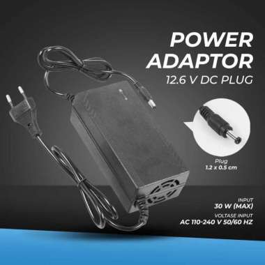 SINO Adaptor Charger Baterai Converter Multifungsi Plug DC 12.6V 12VA Laptop Portable Ac Aki Kering Ke Bekas Modem Router Wifi Adapter Macbook Type IH Hitam+2A