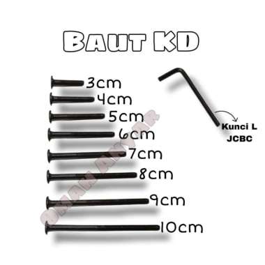 Baut KD Knock Down Baut Olimpik Dipan JCBC M 6 3cm+Mur Nanas
