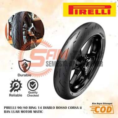 Ban Luar Pirelli 90/90 Ring 14 Diablo Rosso Sport Tubeless Soft Compound Depan Motor Matic