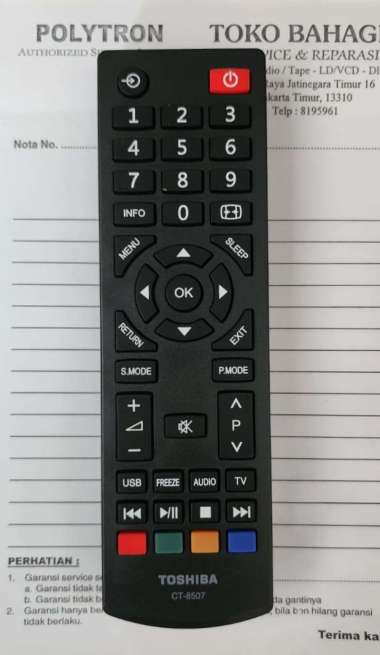 Remote TV LED LCD Android Toshiba Original CT-8507