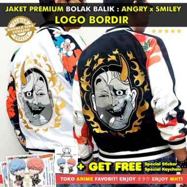 Jaket Smiley Angry Tokyo Revengers Bomber Sukajan Anime Cover Version - One Side Smiley, XL One Side Smiley XXL