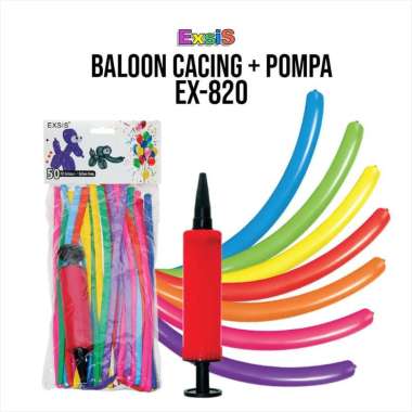 Balon Cacing / Balon Latex + Pompa Exsis 50pcs bisa dibentuk - EX-820