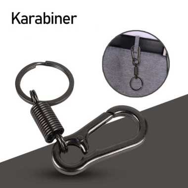Ourpgone Carabiner Per Spring Carabiner Keychain Stainless Steel Hitam