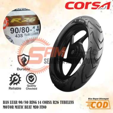 Ban Luar Corsa 90/80 Ring 14 R26 Platinum Tubeless Depan Motor Matic Beat Vario Mio