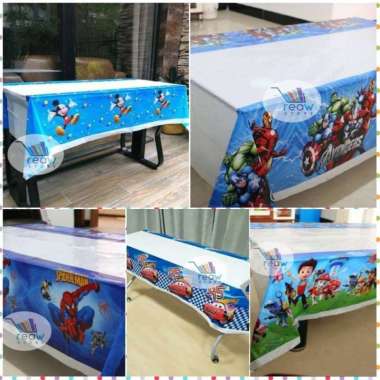 Taplak Meja / Table Cover Plastik Aneka Karakter Pesta Ulang Tahun Happy Birthday Party Batman