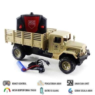 MAINAN MOBIL REMOT KONTROL RC TRUK MILITER Coklat Neo