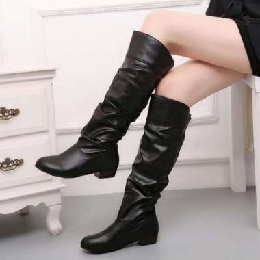 GST Leather High Knee Boots Diana sepatu kulit panjang overknee winter fashionable musim dingin wani