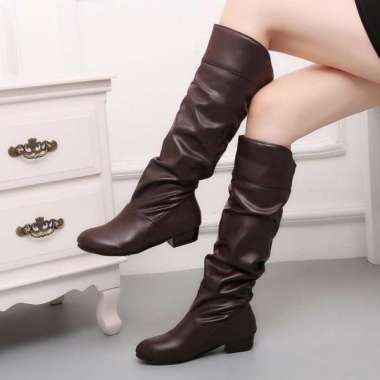 GST Leather High Knee Boots Diana sepatu kulit panjang overknee winter fashionable musim dingin wani