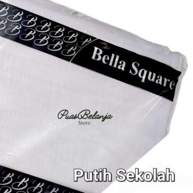 HIjab Bella Square Polly Cotton Segiempat Polos Premium - PART 2 Putih Sekolah