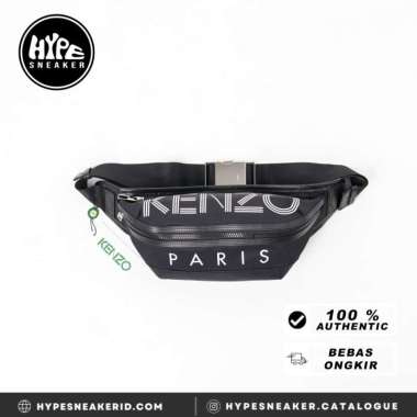 Tas KENZO PARIS TEXT WHITE BLACK WAIST BAG 100% ORIGINAL 36X16X8CM