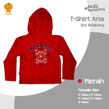 PLEU T-shirt Aria | Kaos Hoodie Anak Laki-Laki Usia 2-8 Tahun 8 tahun Merah