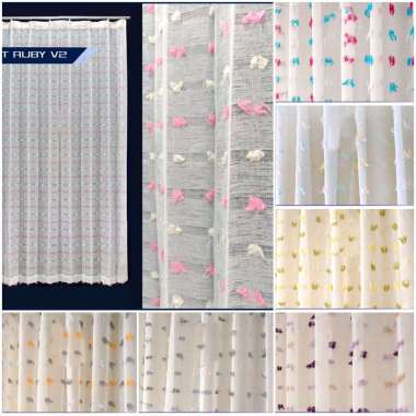 vitrase Gorden kaitan plisket brokenwhite kombinasi warna Tirai tipis dalaman hordeng puring korden