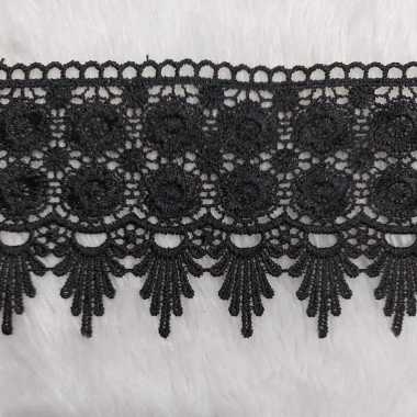 Renda Bordir Lebar 9cm METERAN Hitam