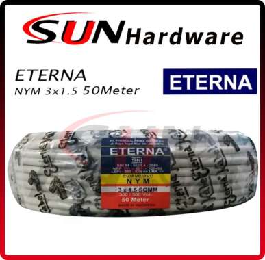 Kabel Listrik Eterna NYM 3 x 1,5 mm Isi kabel 3 SNI 50 meter Cable Rolan Rol Instalasi Original Asli