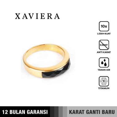 Emrys Premium XAVIERA Real Titanium Anti Karat Cincin Titanium Pria Wanita 10 GOLD