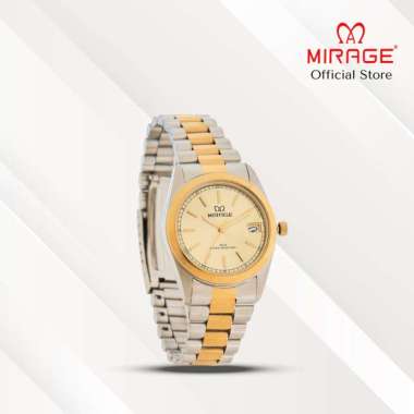 Mirage Jam Tangan Pria Analog TS 195 M Silver Gold Original Stainless Plat Putih