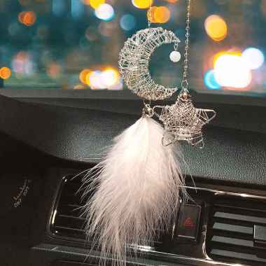 Pajangan Gantungan Kaca Spion Tengah Mobil Dream Catcher/Hiasan Gantung Bintang Bulan Untuk Dekorasi