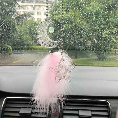 Pajangan Gantungan Kaca Spion Tengah Mobil Dream Catcher/Hiasan Gantung Bintang Bulan Untuk Dekorasi