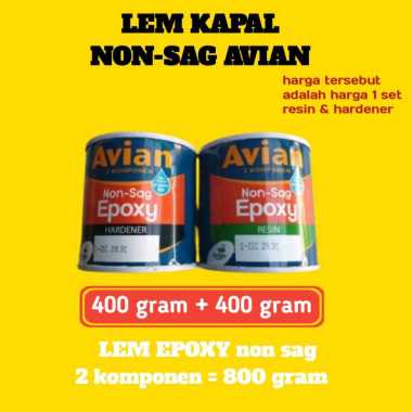 AVIAN-Lem-EPOXY-Non-Sag-2-Komponen (Resin+Hardener), Avian Brand, Lem Kapal laut, Tambal tangki, tor