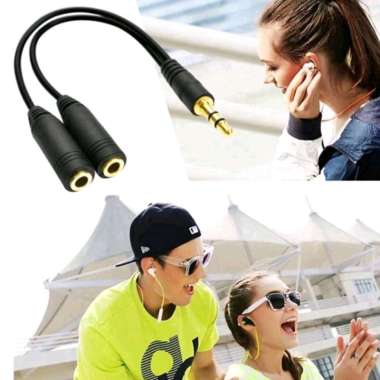Kabel Audio Splitter 2 feMale to 1 male 3.5 mm Jack Audio + Mic