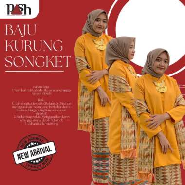Songket Pash - Set Baju Kurung Rok Songket Dan Selendang | Baju Kurung Melayu XXXXL Kuning