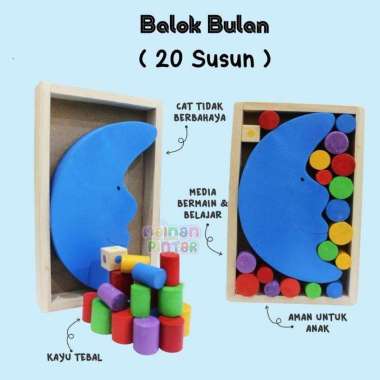 Mainan Kayu Edukasi Anak Balok Pelangi / Balok Bintang/ Balok Bulan / Balok Matahari / Balok Awan / 