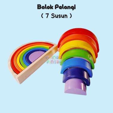 Mainan Kayu Edukasi Anak Balok Pelangi / Balok Bintang/ Balok Bulan / Balok Matahari / Balok Awan /