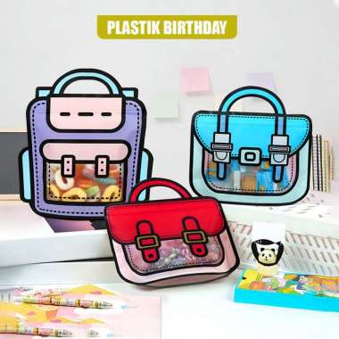 OEM ONE-C1094 Plastik Bingkisan Ziplock Motif Tas Ransel / Goodie Bag Birthday 3D Zip Lock / Plastik