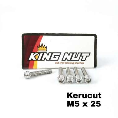 Baut M 5 x 25 Drat 8 x 25 Kerucut Kunci L Probolt Thailand Stainless Flower King Nut SILVER