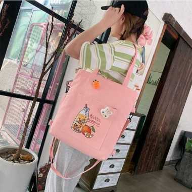 Tas Kanvas Tote Bag Sling Backpack Kawaii Harajuku Japan Style 621-25