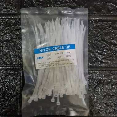 Kabel tie / Nylon Cable Tie / pengikat kabel / pengikat bungkusan SBS 2,5 x 100 mm Putih