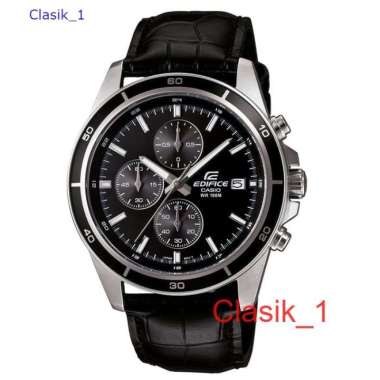 Original 100%!! Casio EDIFICE EFR-526L-1AVUDF - Jam Tangan Pria - Hitam Kulit EFR526L Garansi Resmi